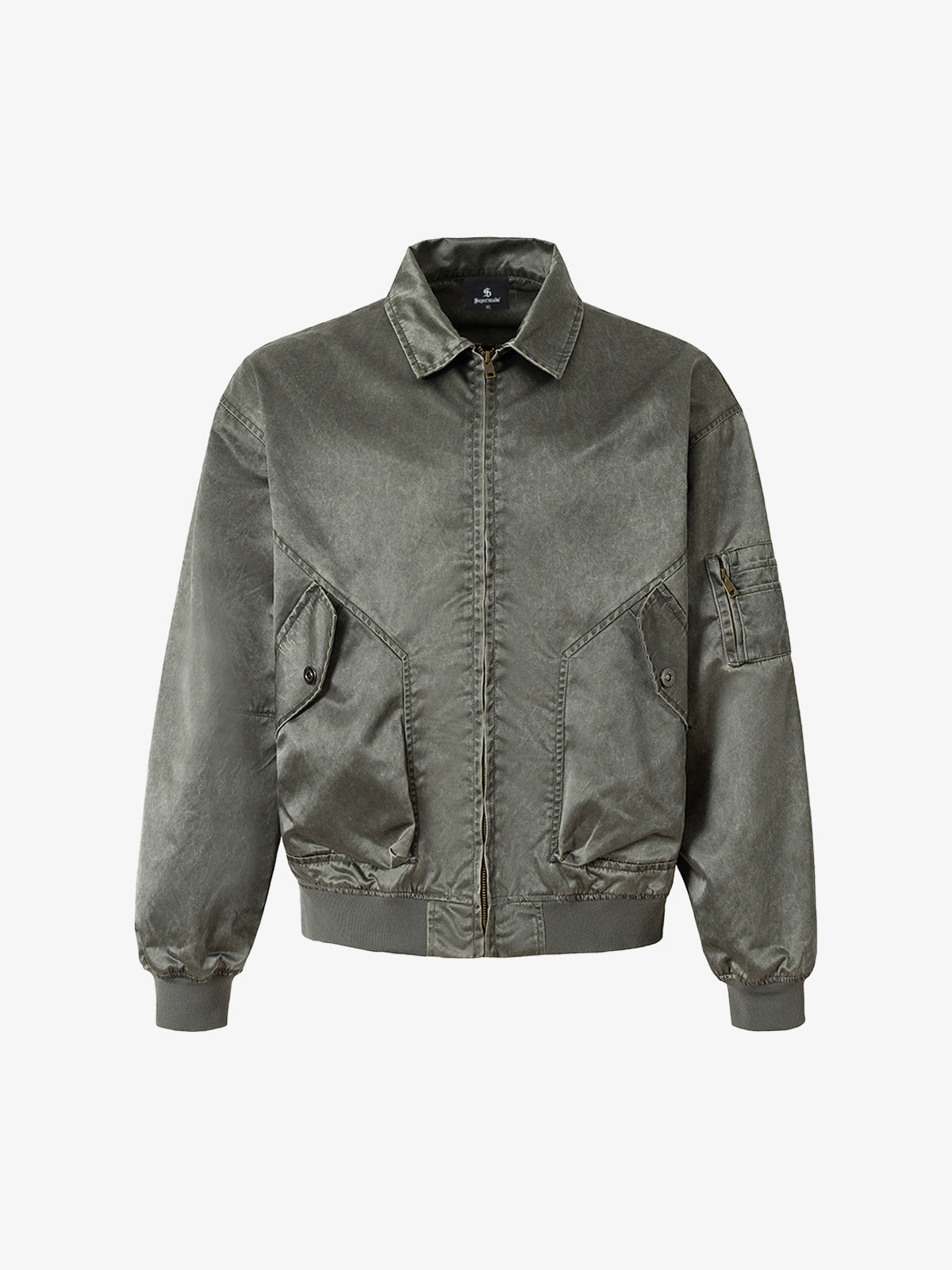 Retro Utility Nylon Patchwork Bomber Jacket