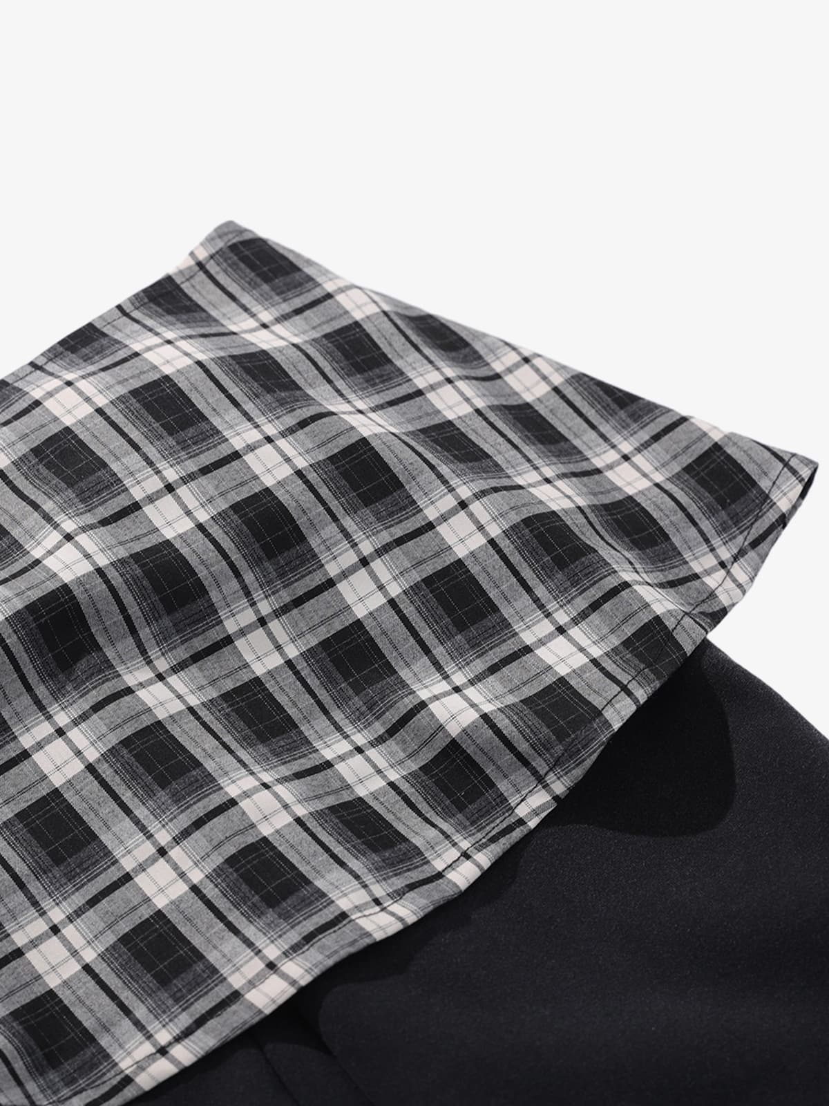 Retro Plaid Patchwork Tie-Belt Wide-Leg Barrel Pants - image 9