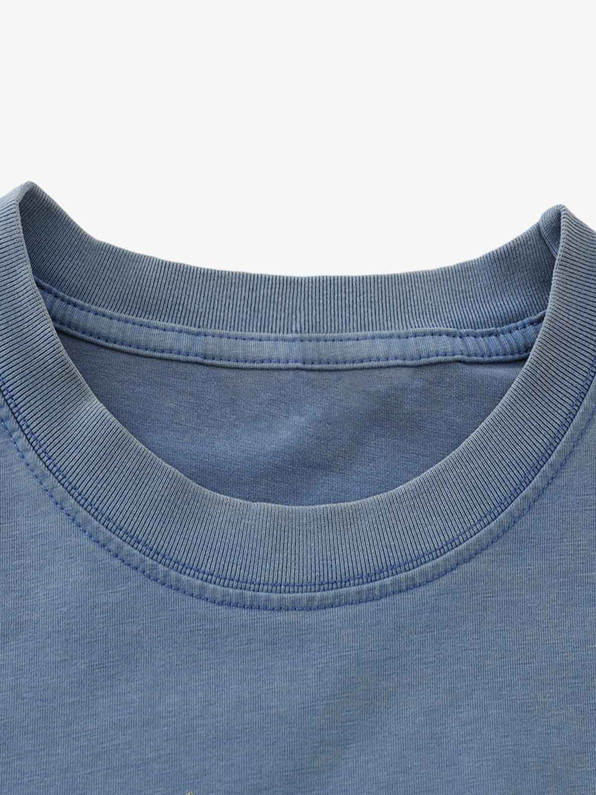 Street Color Matching Faux Two-Piece Printed T-Shirt - image 5