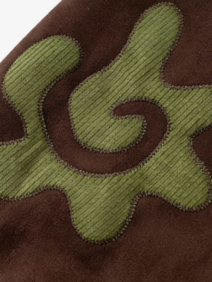 Vintage Jacquard Patchwork Corduroy Lapel Padded Cotton Jacket - thumbnail 16