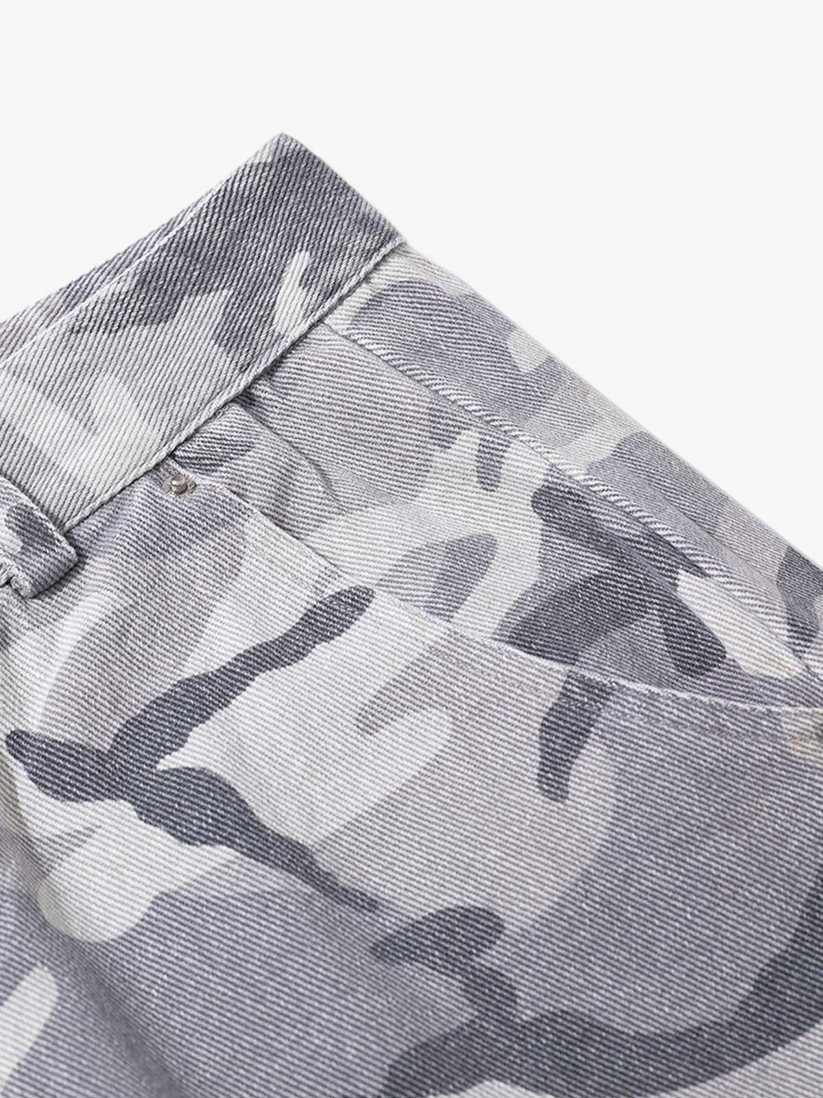 Woven Snow Camouflage Machete Wide-Leg Cargo Barrel Pants - image 6