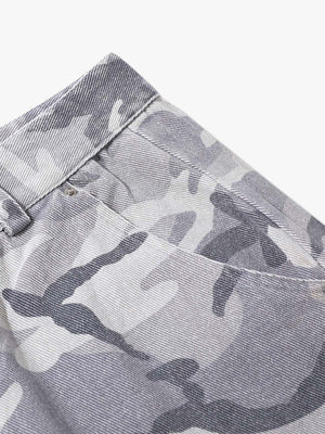 Woven Snow Camouflage Machete Wide-Leg Cargo Barrel Pants - thumbnail 6
