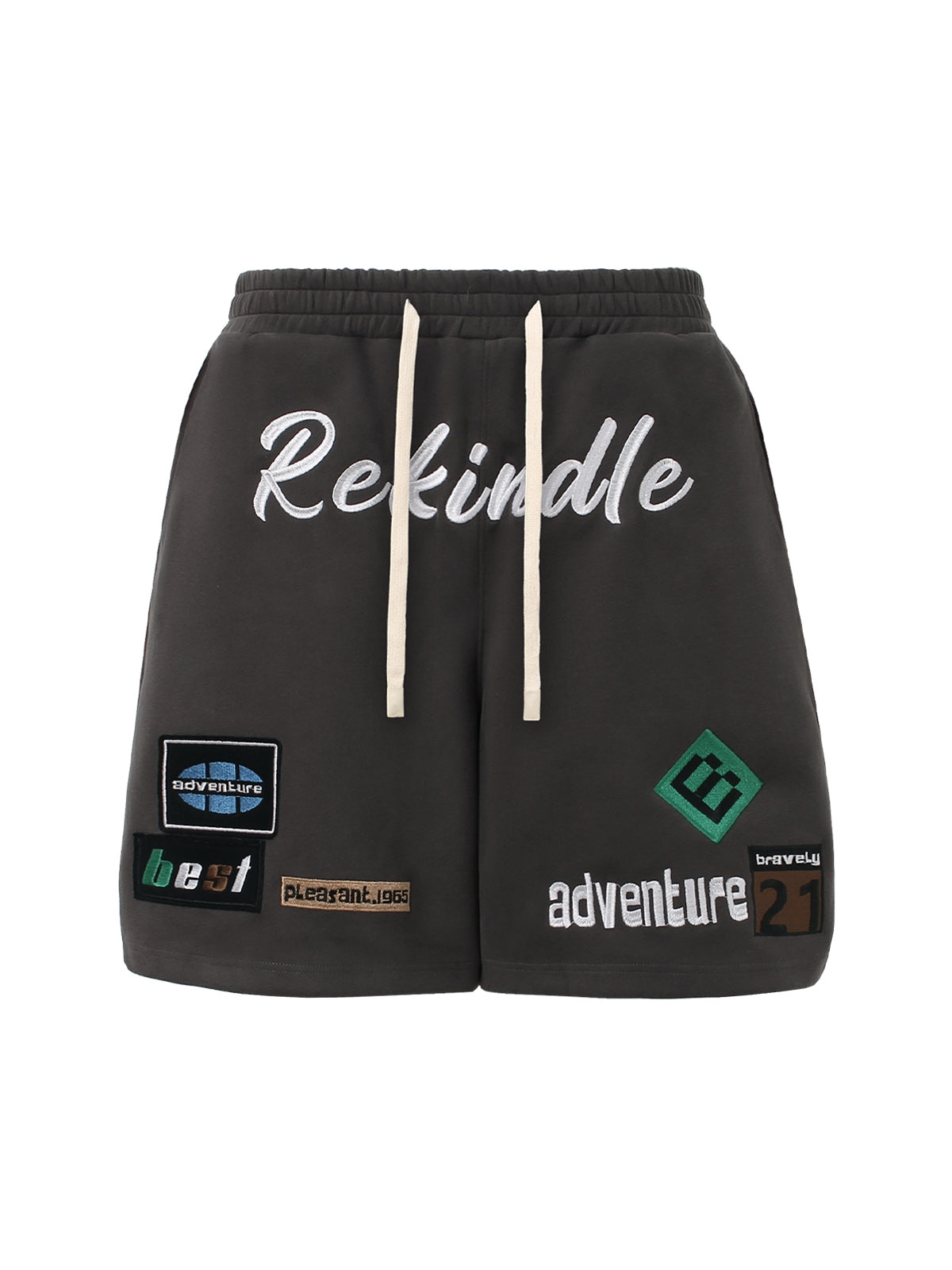 Street Graphic Drawstring Shorts Adventure Patch Style - 10806