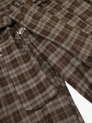 Street Pleated Waistband Plaid Check Barrel Pants - thumbnail 5