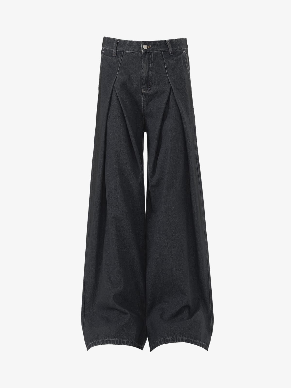 Retro Pleated Denim Baggy Jeans