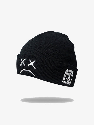 Gorro de punto con puño y cara bordada