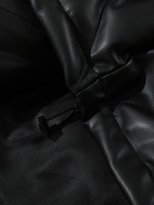 Minimalist Faux Leather Stand Collar Puffer Vest - thumbnail 12