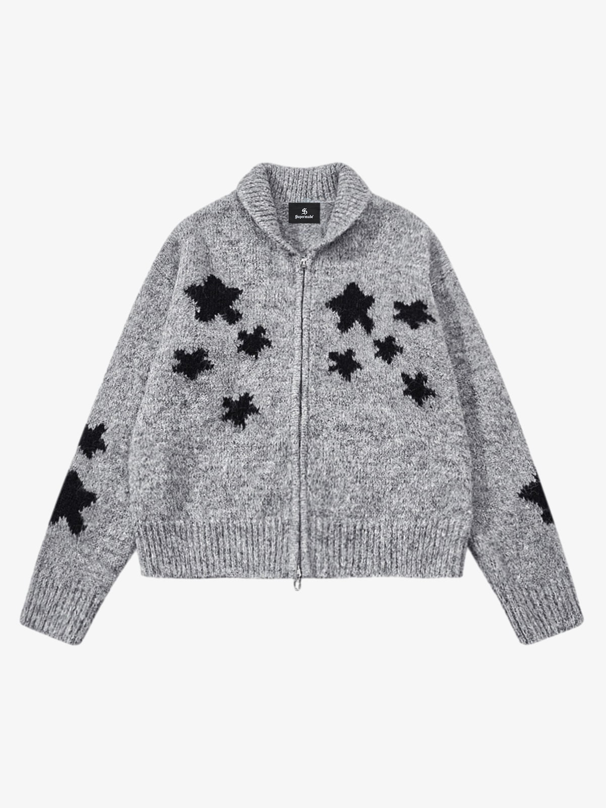 Casual Star Jacquard Double-Zip Cardigan Sweater