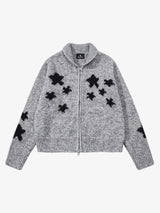 Casual Star Jacquard Double-Zip Cardigan Sweater