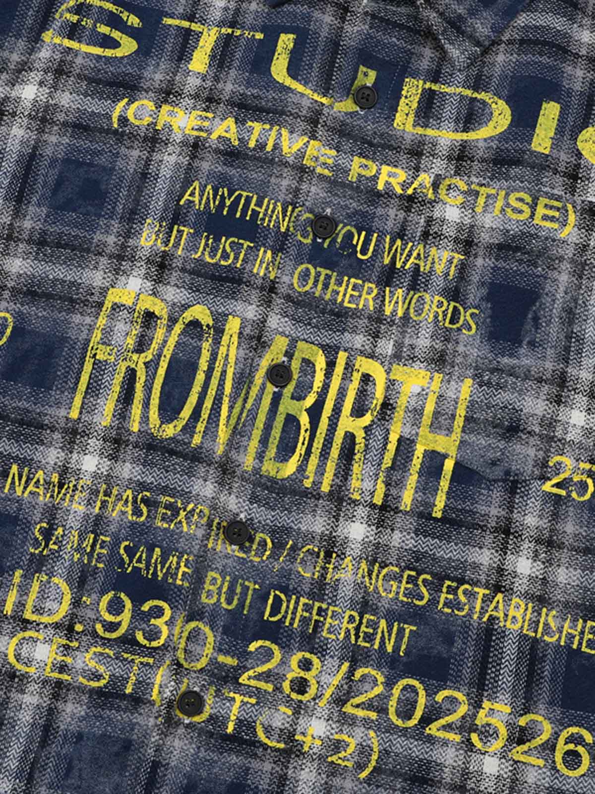 Yellow Plaid Letter Print Shirt - image 3