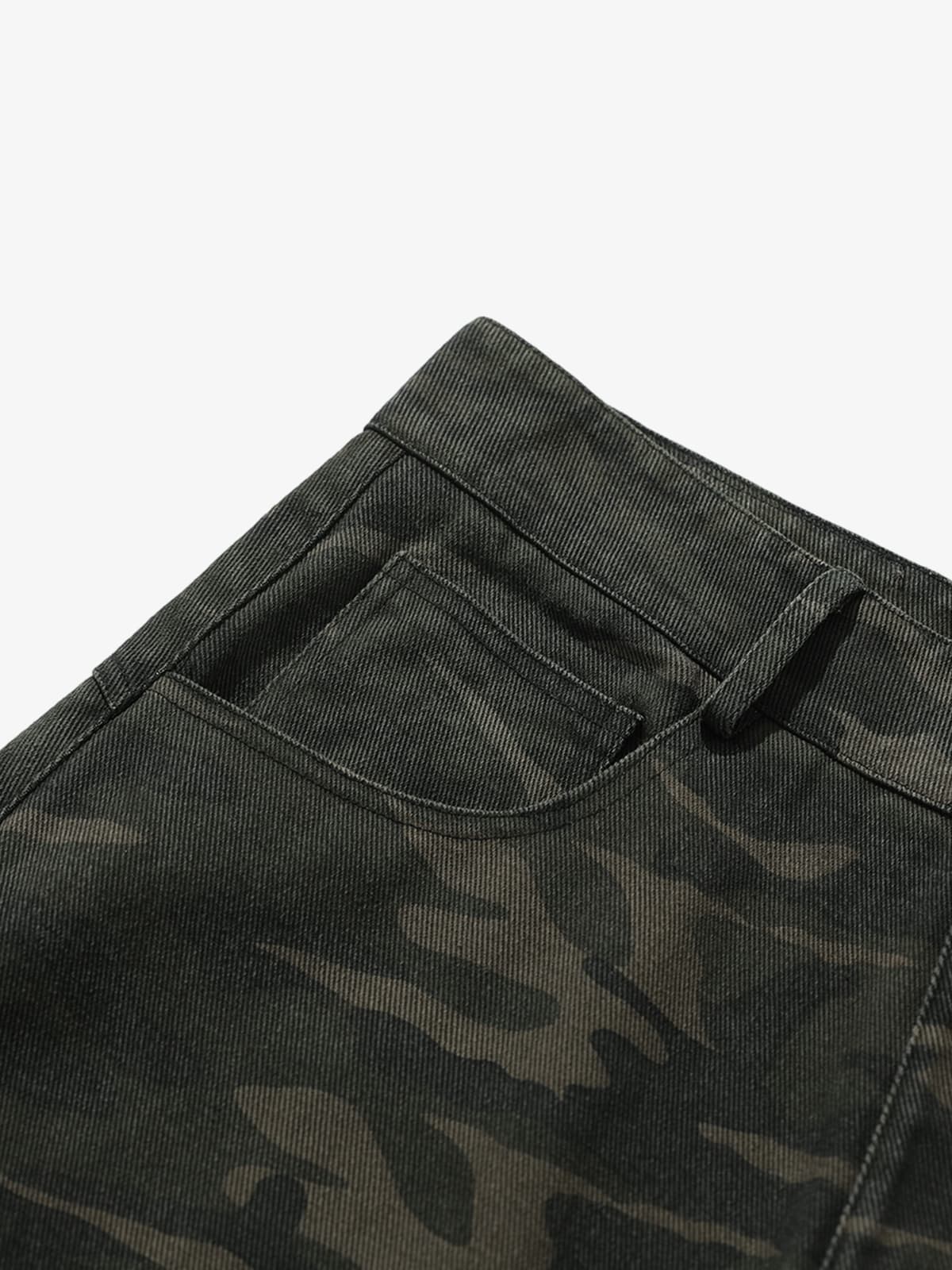 Vintage Camouflage Print Multi-Pocket Cargo Barrel Pants - image 6