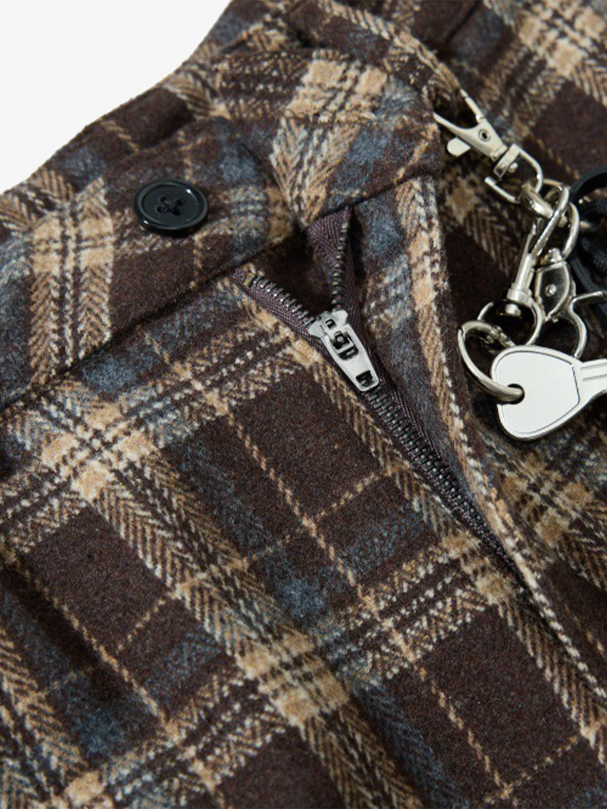 Vintage Plaid Pleated Multi-Pocket Cargo Casual Pants - image 3