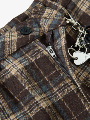 Vintage Plaid Pleated Multi-Pocket Cargo Casual Pants - thumbnail 3
