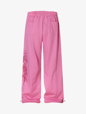 Line-Embroidered Printed Relaxed-Fit Casual Sweatpants - thumbnail 3