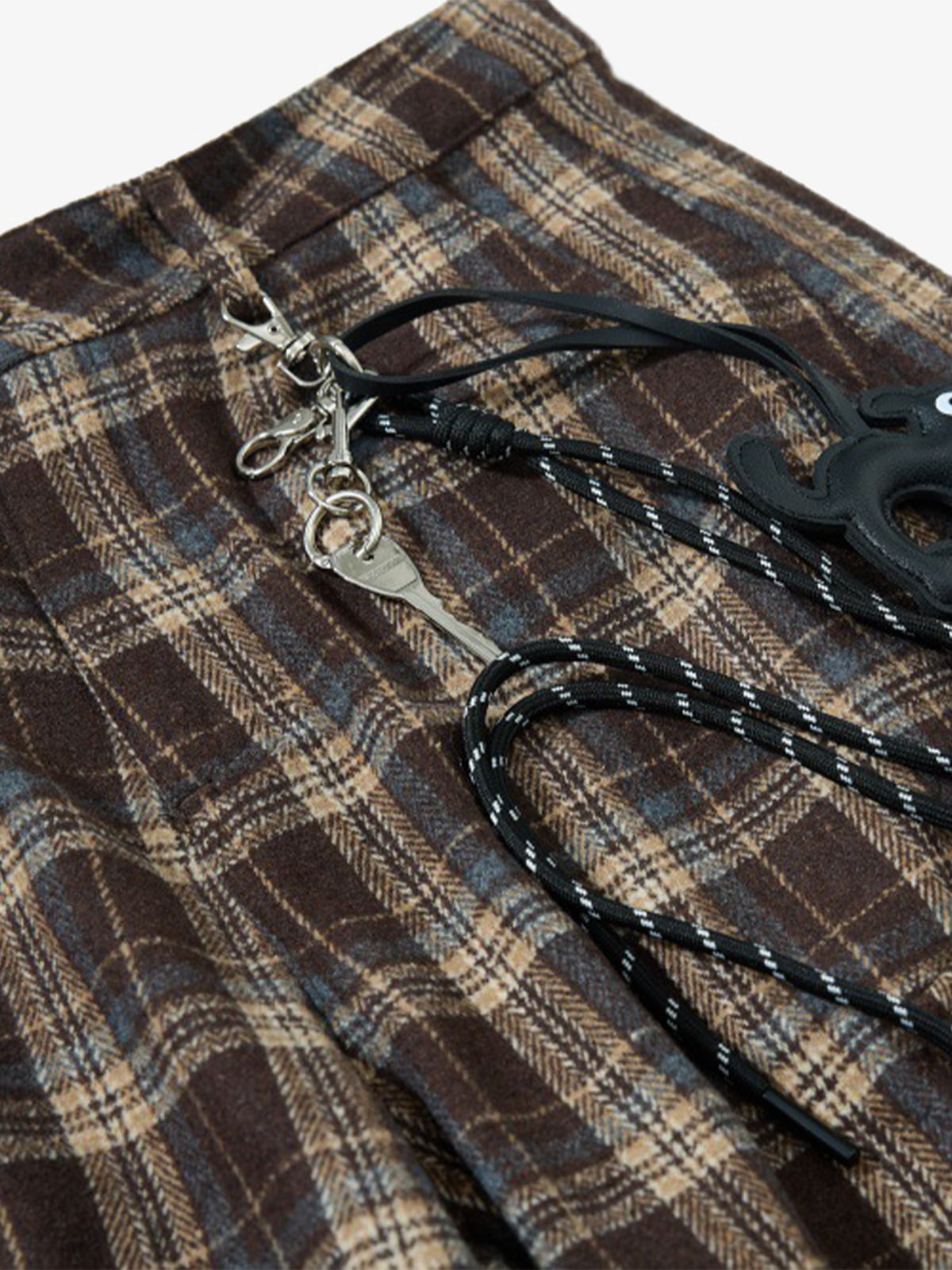 Vintage Plaid Pleated Multi-Pocket Cargo Casual Pants - image 4