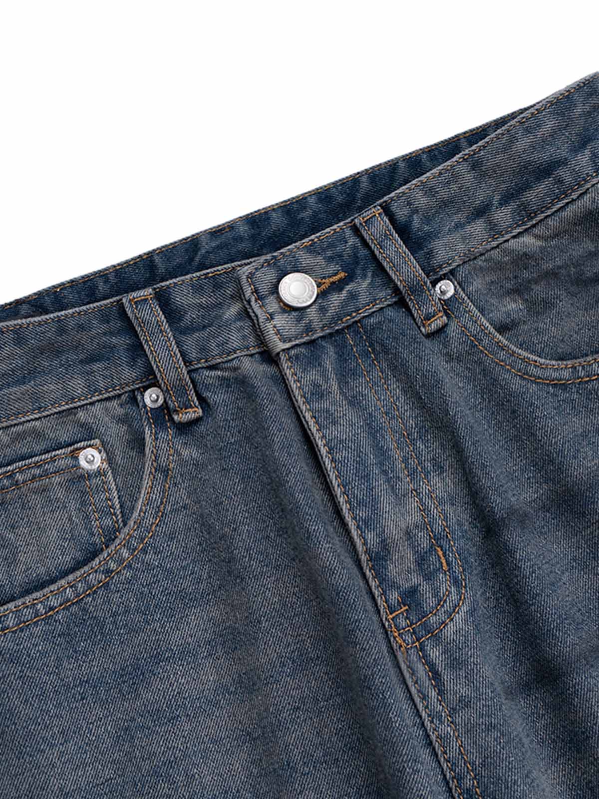 Ink stain baggy jeans – waistband close-up | XoKool