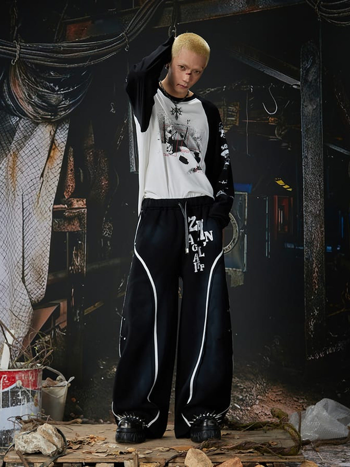 Piping sweatpants – Black, on model, styled | XoKool