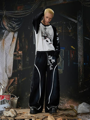 Piping sweatpants – Black, on model, styled | XoKool