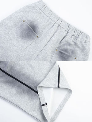 Piping sweatpants – Grey pocket and hem close-up | XoKool