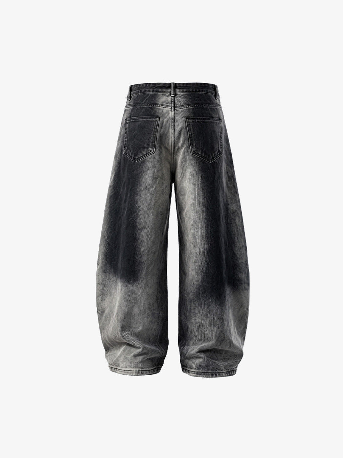 Faded Barrel Jeans in Schwarz und Blau – Faded Schwarz, Rückseite flach | XoKool
