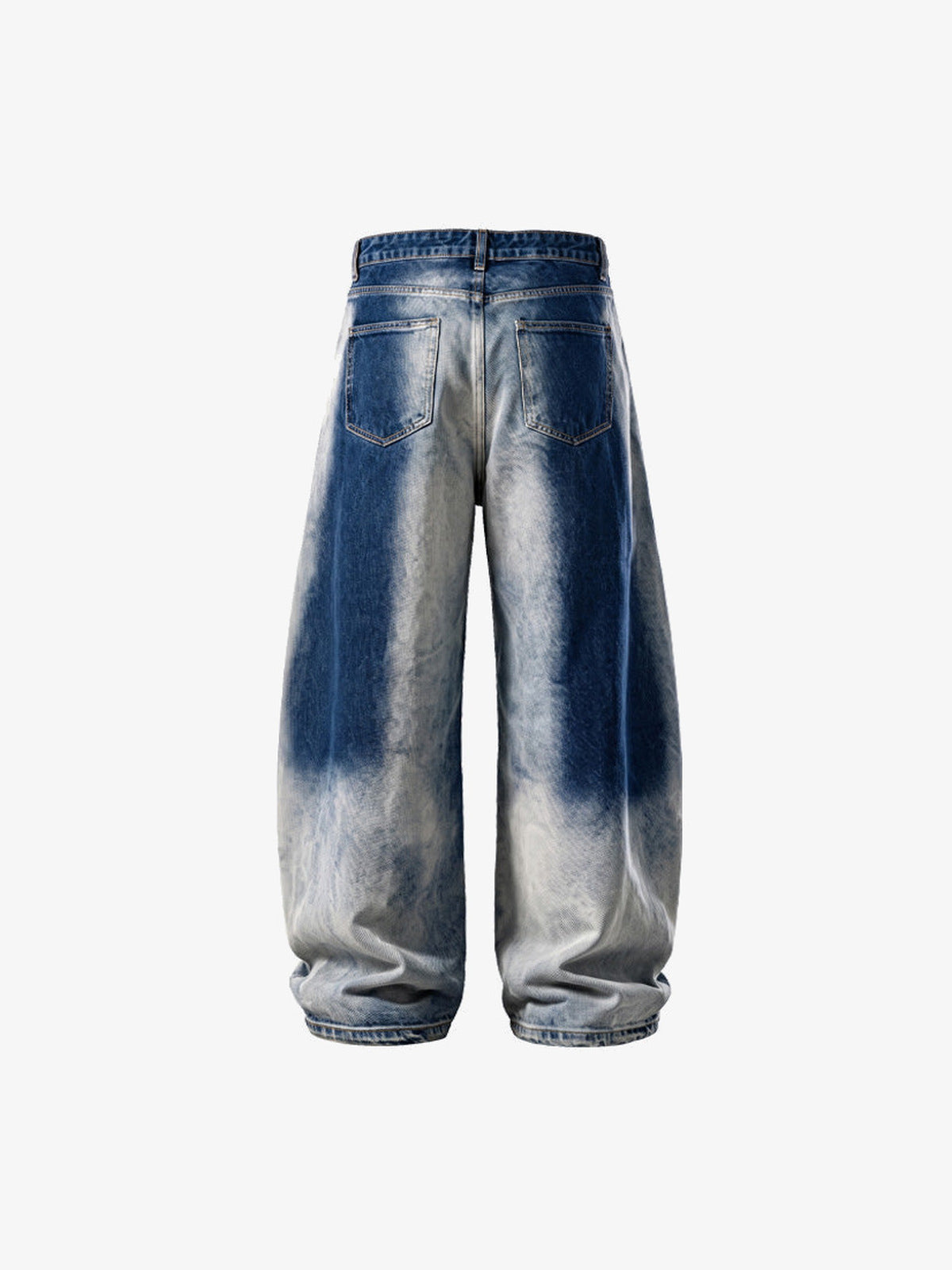 Faded Barrel Jeans in Schwarz und Blau – Faded Blau, Rückseite flach | XoKool