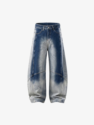 Faded Barrel Jeans in Schwarz und Blau – Faded Blau, Vorderseite flach | XoKool