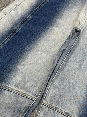Faded Barrel Jeans – Faded Blau, Nahaufnahme der Beinnaht | XoKool