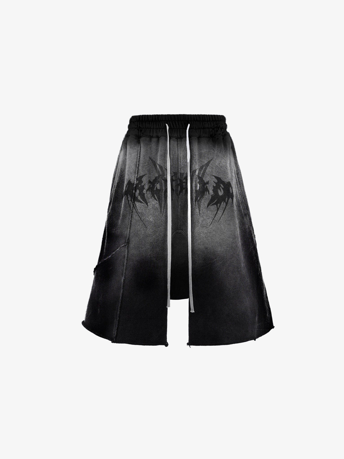 Sweatshorts mit tiefem Schritt in Faded Black – Faded Black, Vorderseite flach | XoKool