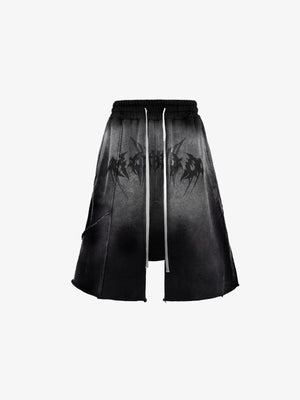 Shorts deportivos de tiro caído en negro desvaído – Negro desvaído, frente en plano | XoKool