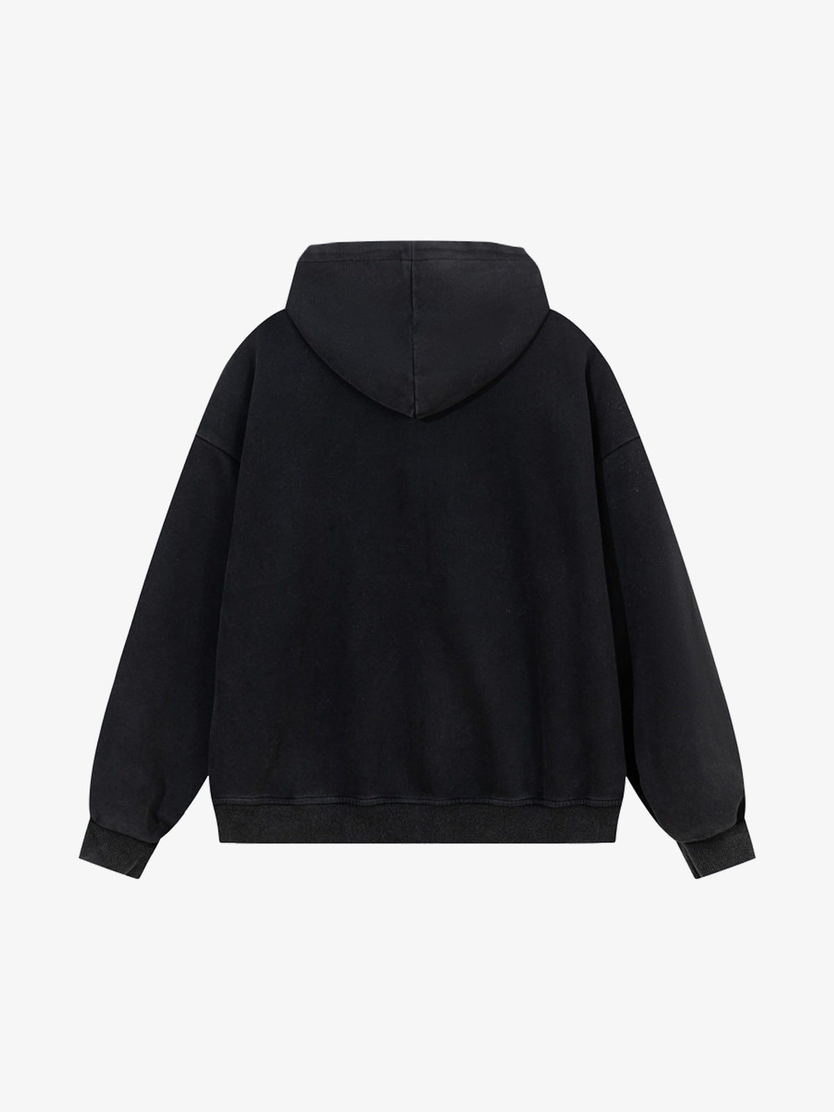Faded Black Gothic Cross Zip Hoodie – Rückseite flach | XoKool