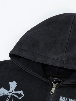 Gothic Cross Zip Hoodie – Kapuze im Detail | XoKool