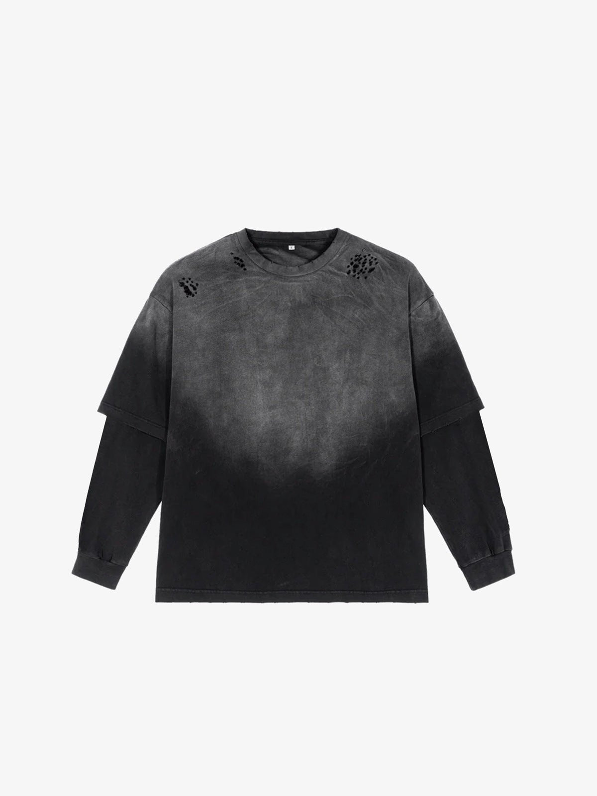 Faded Black Oversized Layered Long Sleeve Tee – front flat | XoKool