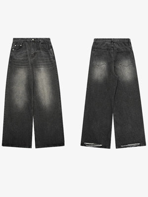 Faded Black Baggy Jeans – front and back flat lay | XoKool