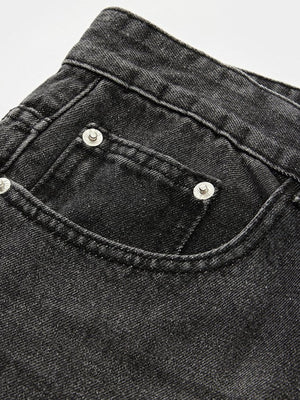 Faded Black Baggy Jeans – front pocket close-up | XoKool