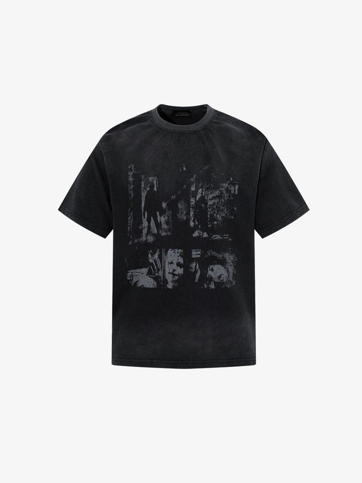 Faded Distressed Graphic Tee in Black or Burgundy – Black, front view | XoKool