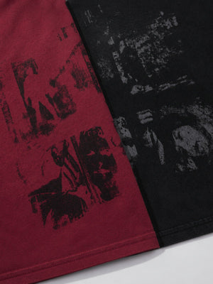 Distressed graphic tee – both colors print close-up | XoKool