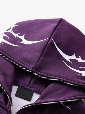 Script zip up hoodie – Faded Purple, hood and inner neck close-up | XoKool