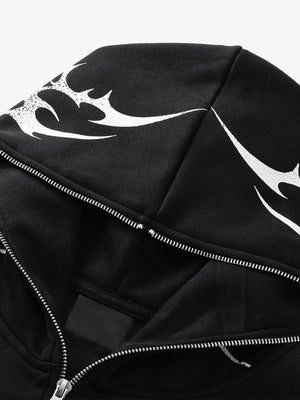 Script zip up hoodie – Faded Black, hood and inner neck close-up | XoKool