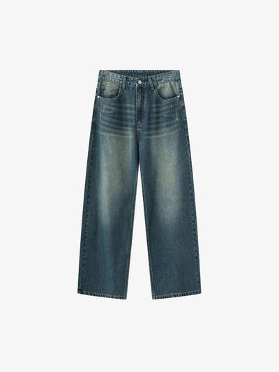 Jeans de pierna ancha desteñidos en azul vintage