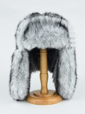 Faux fur ushanka – White, on hat stand | XoKool