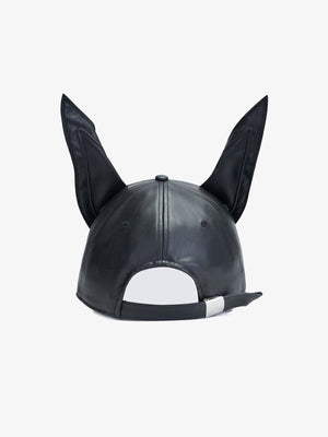 Gorra de béisbol de cuero sintético con orejas y estrella recortada – vista trasera, correa | XoKool