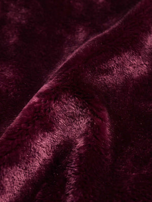 Faux leather fur hood bomber – burgundy plush lining close-up | XoKool