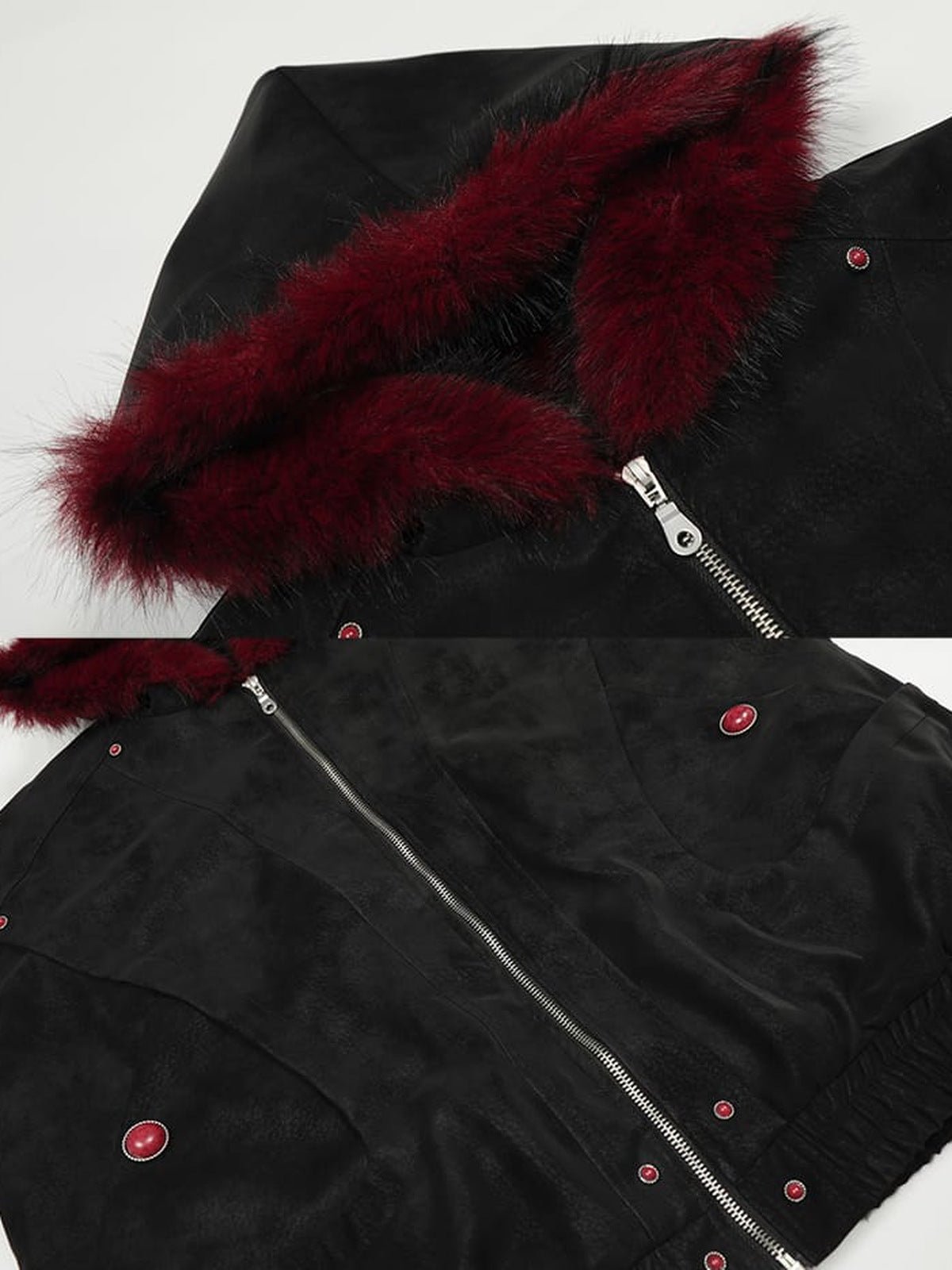 Bomberjacke in Wildleder-Optik – Kapuzenfell und Vorderseite im Detail | XoKool