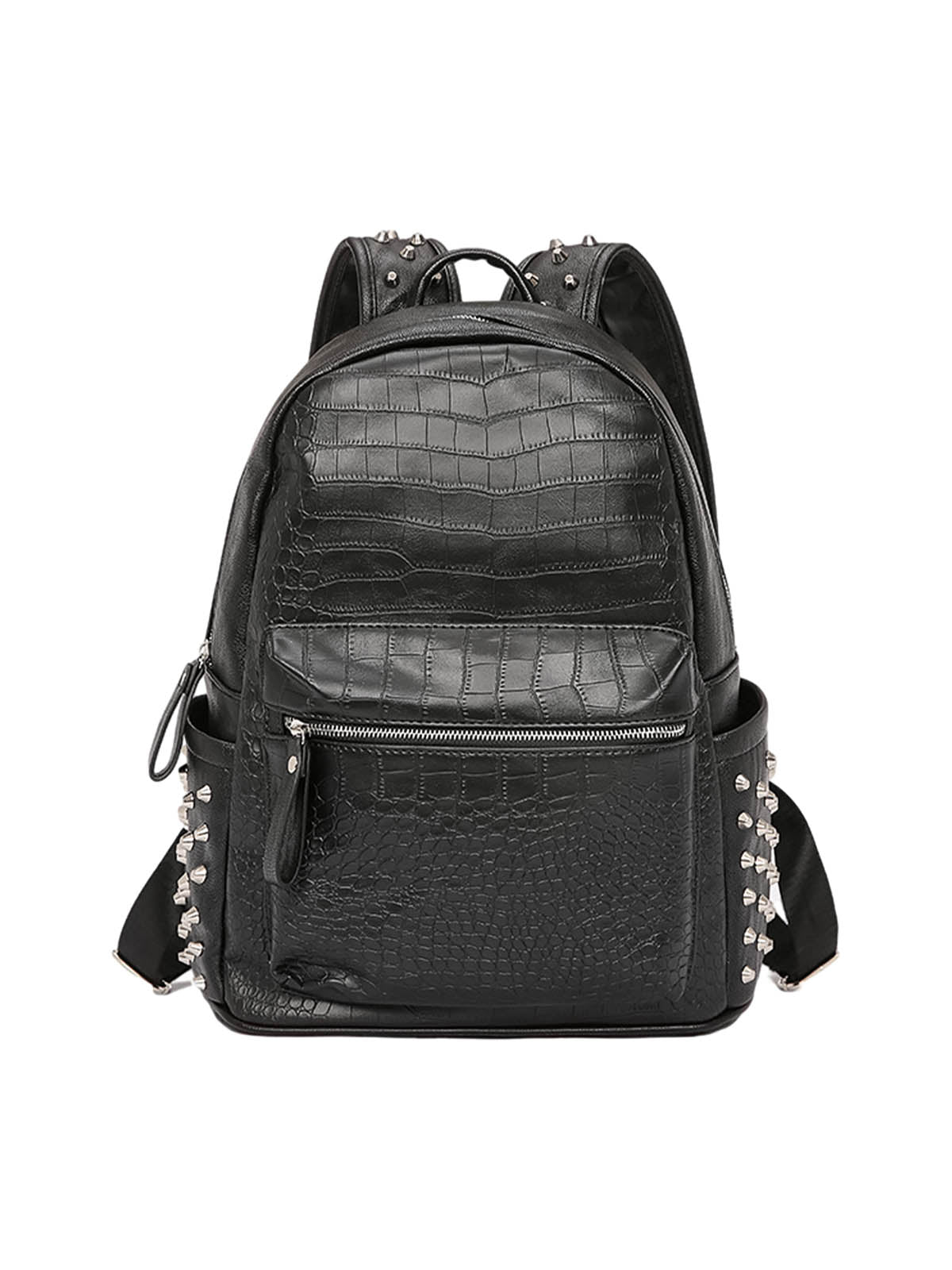 Rivet Crocodile-Print Backpack