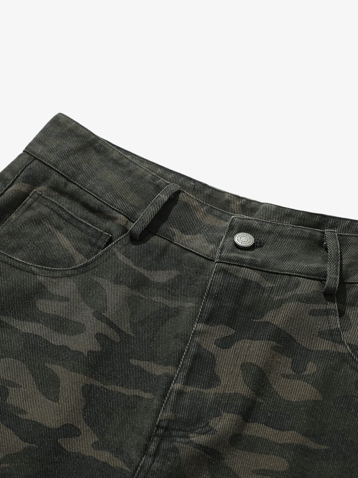 Vintage Camouflage Print Multi-Pocket Cargo Barrel Pants - image 8
