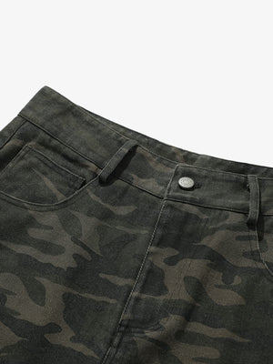 Vintage Camouflage Print Multi-Pocket Cargo Barrel Pants - thumbnail 8