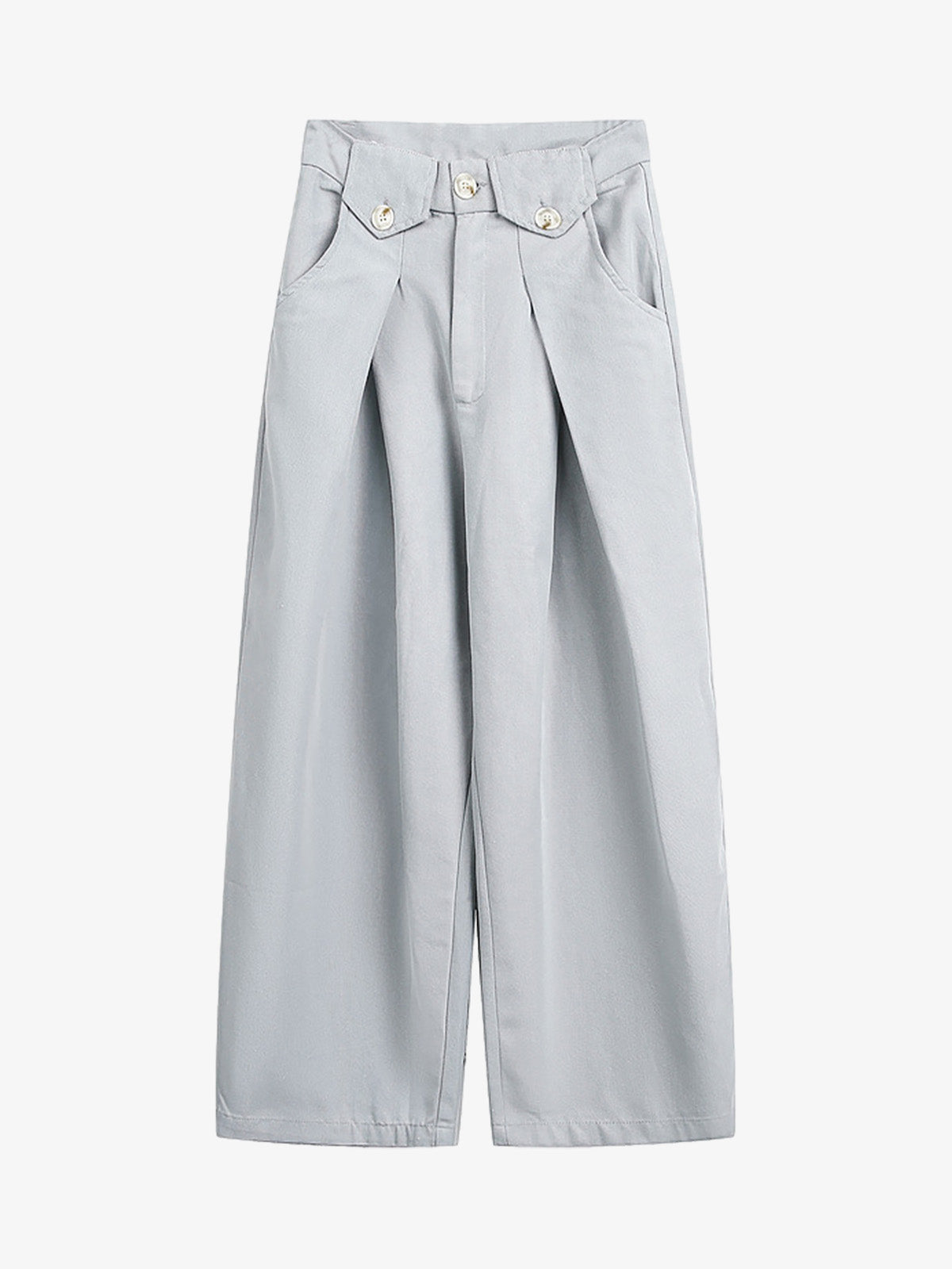 Pleated Button-Down Scimitar Jeans