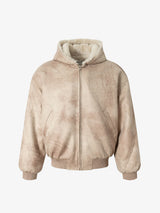 Vintage Velvet Hooded Sherpa-Lined Cotton Jacket