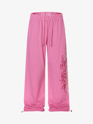 Line-Embroidered Printed Relaxed-Fit Casual Sweatpants - thumbnail 1