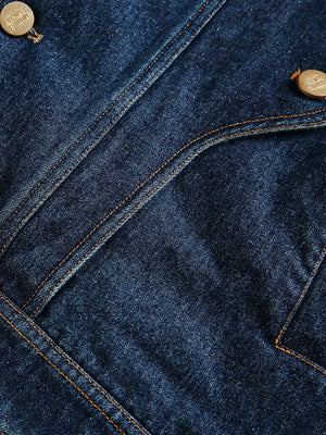 Dark Wash Denim Trucker Jacket – seam close-up | XoKool